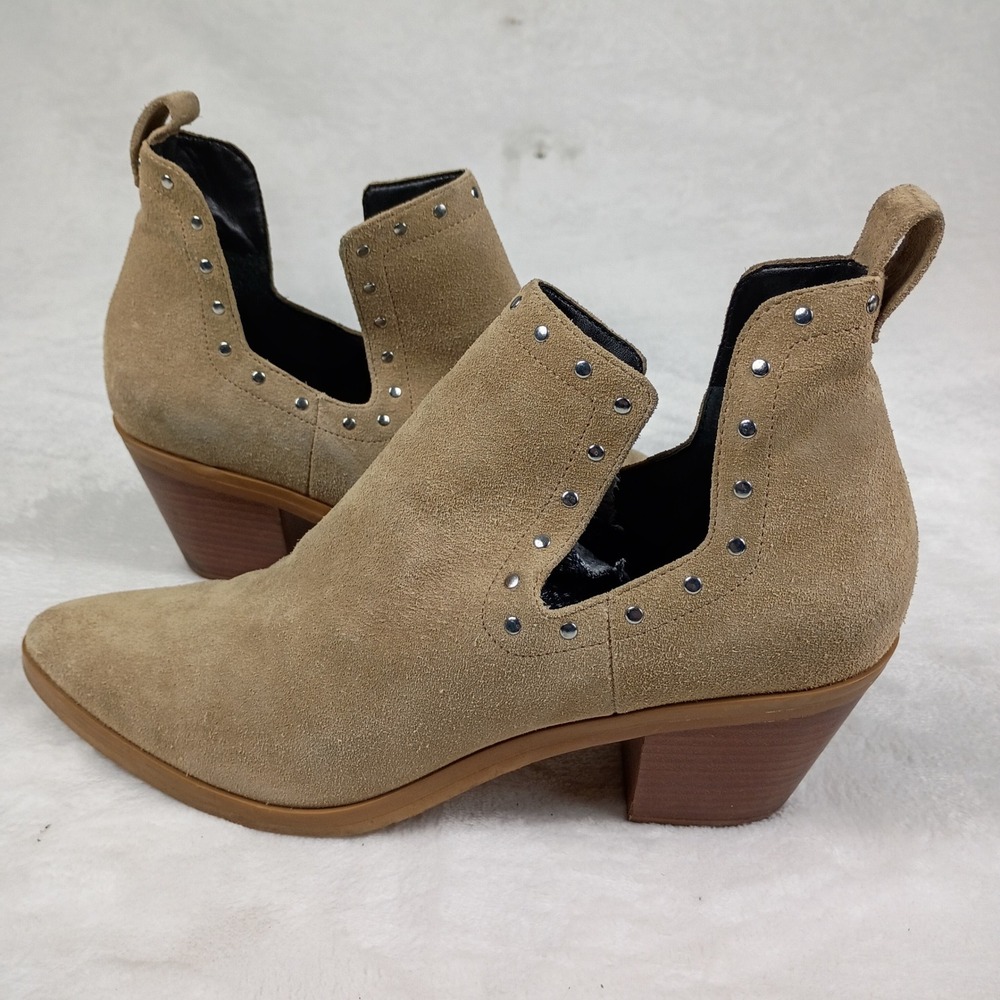 Rebecca Minkoff Suede Cut Out‎ Studded Ankle Boots Tan Sand Womens 9.5 M